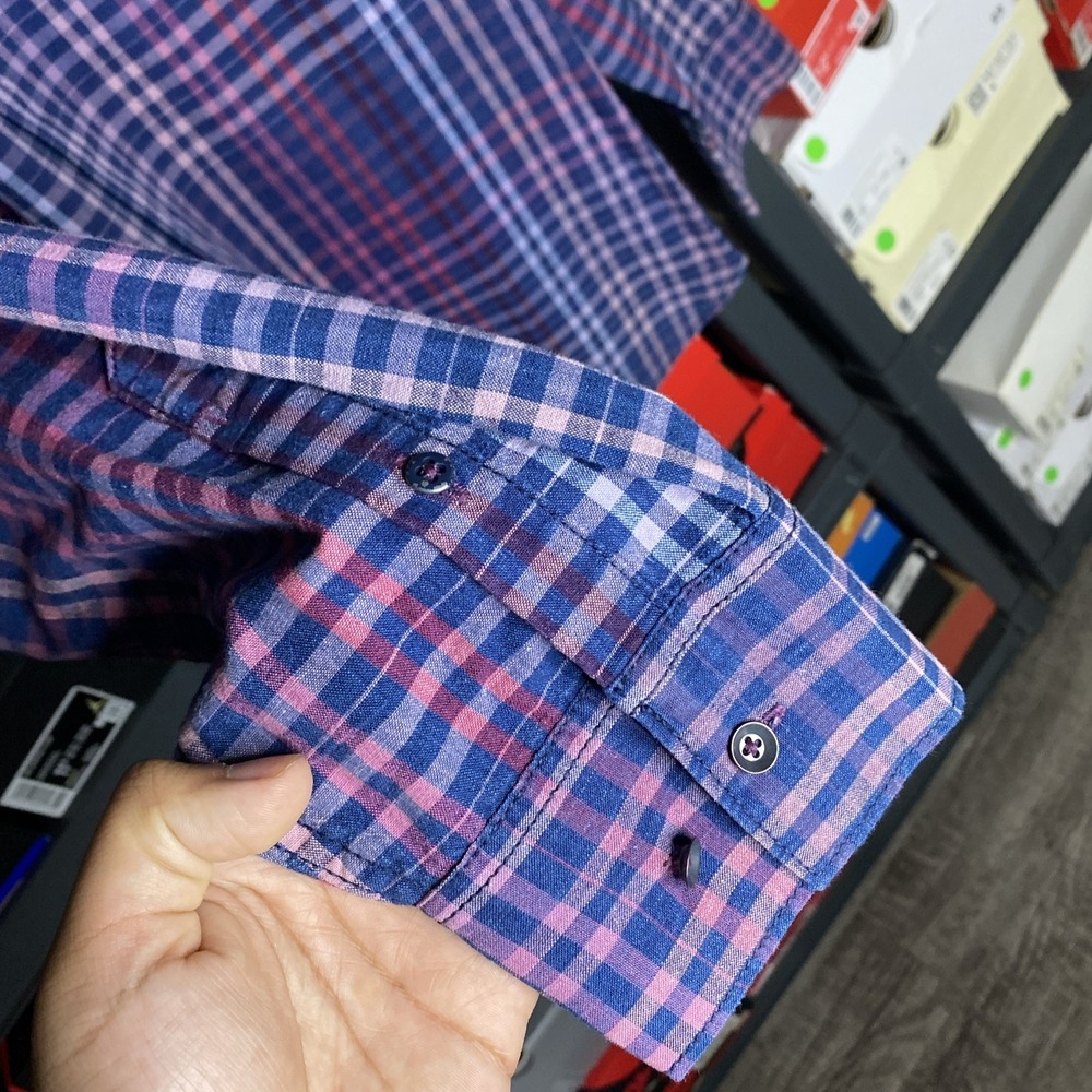 Tommy Bahama Men's Large Purple Plaid Long Sleeve‎ Button Front Shirt - Picture 7 of 7